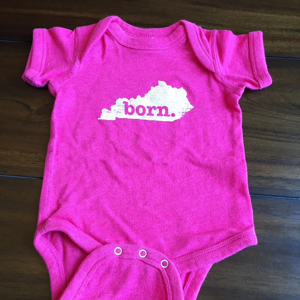 Pink 6 month Kentucky Born Onesie